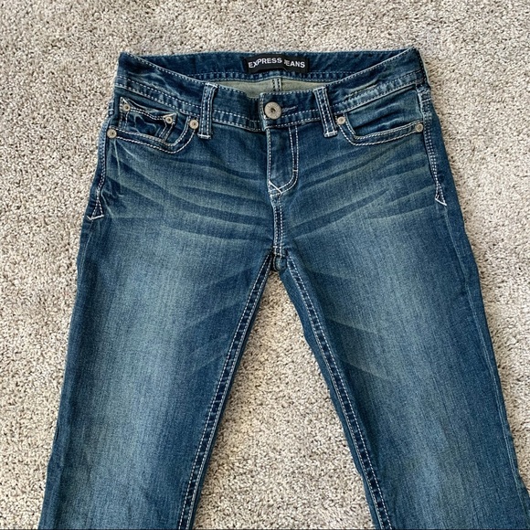 Express Medium Wash Stella Low Rise Boot Cut Jeans - Picture 2 of 4
